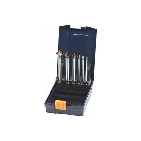 Garant 6 Pc High-Precision Countersink with 3 Drive Flats Set, 90 Deg, TiAlN Coated, 6.3 mm to 20.5 mm 150369 6